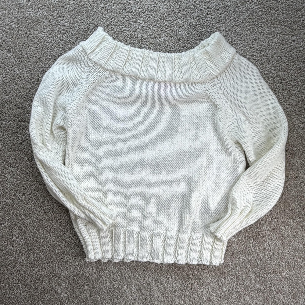 Edikted Sweater Womens Medium White Boat Neck Raglan Tight-Knit Stretch Pullover